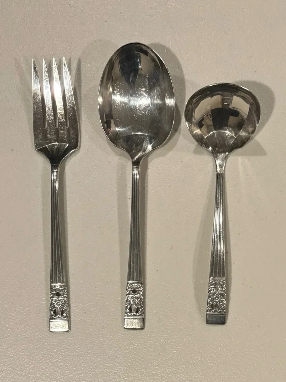 Oneida Community Coronation 1936 Silverplate Serving Fork Spoon Gravy Ladle